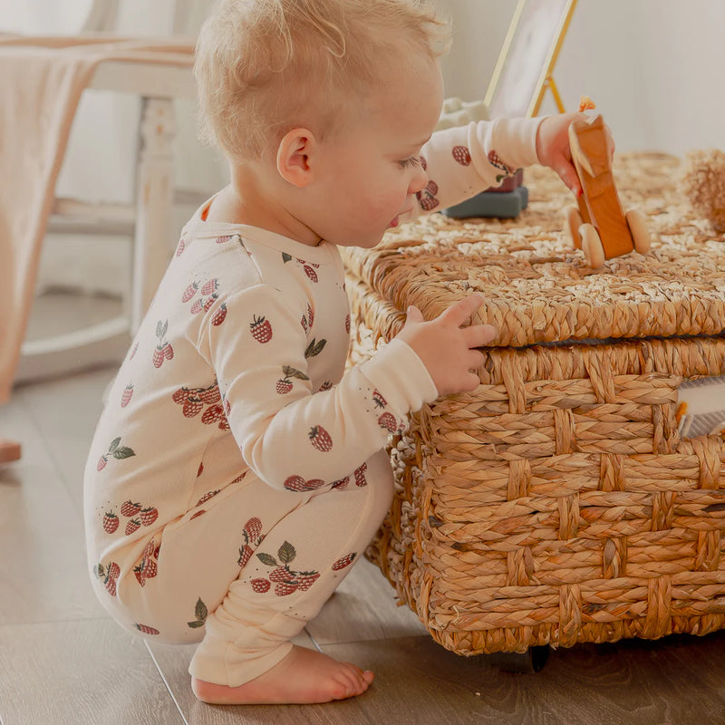 Petit Lem Raspberry Print on Cherry Blossom Convertible Sleeper - FINAL SALE