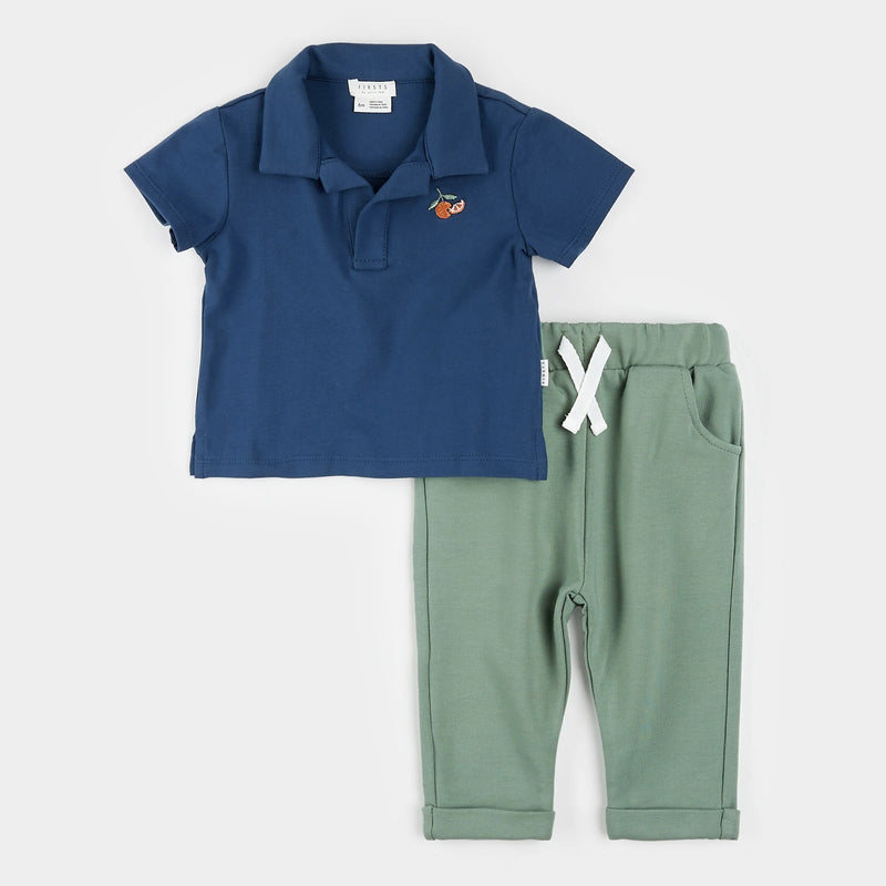 Petit Lem Dress Blues Polo Outfit Set