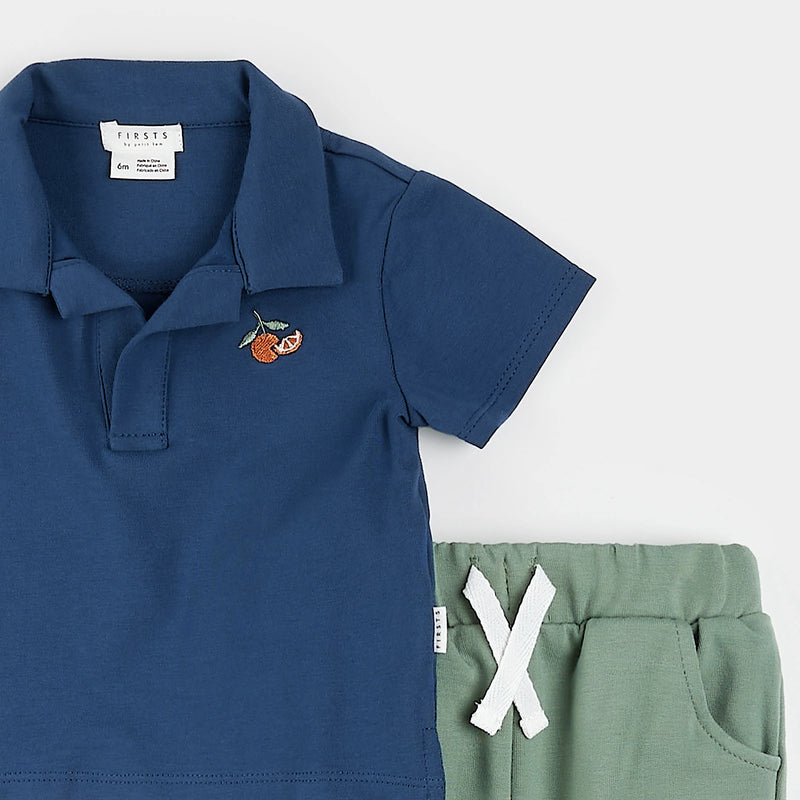 Petit Lem Dress Blues Polo Outfit Set