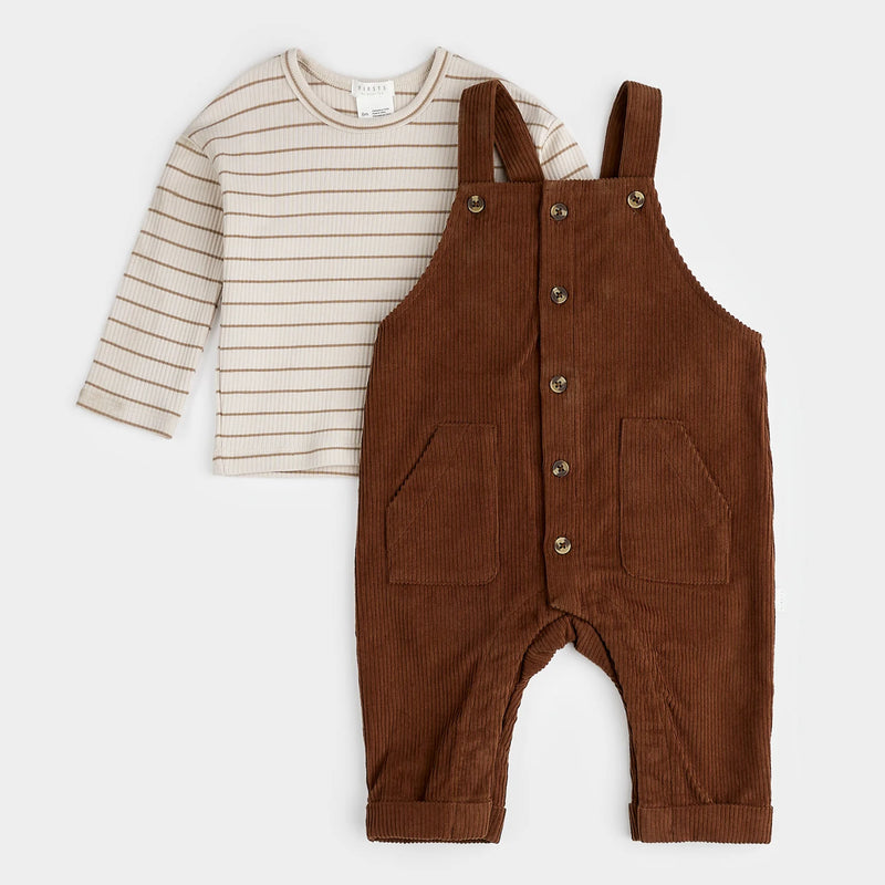 Petit Lem Mustang Corduroy Overall Set