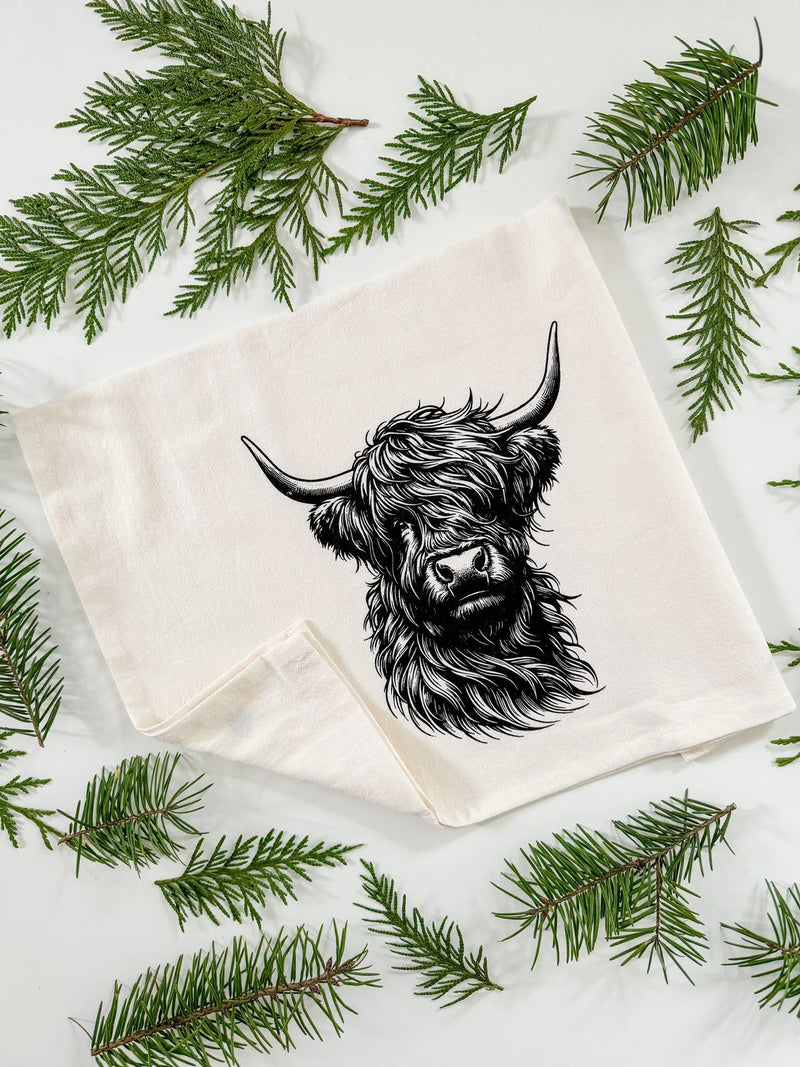 Your Green Kitchen -  Tea Towel Highland Cow