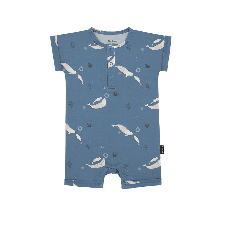 Belan J - Short Sleeve Shortall Romper Belugas