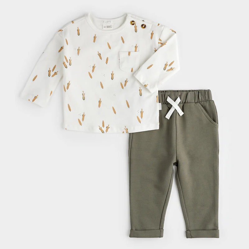 Petit Lem Maize Print Outfit Set