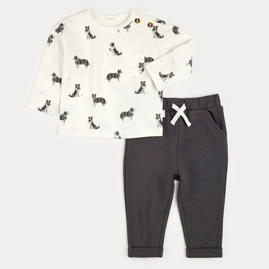 Petit Lem Australian Shepard Print Outfit Set