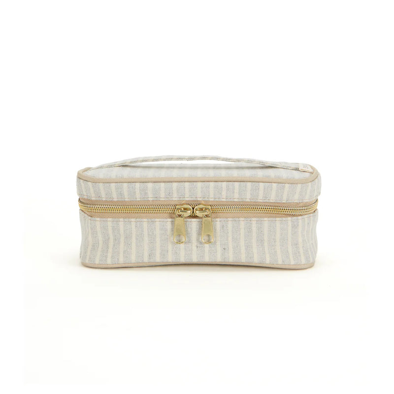 SoYoung  Linen Beauty Essentials Poche - Sand & Stone Beach Stripe