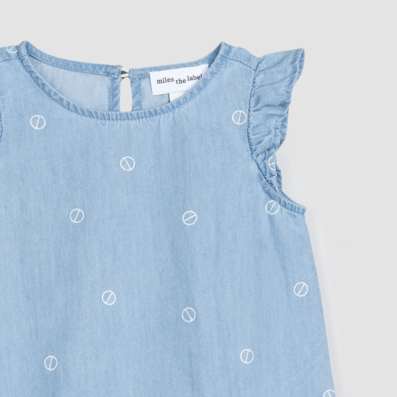 Miles The Label - Wheel Print on Chambray Sleeveless Dress FINAL SALE